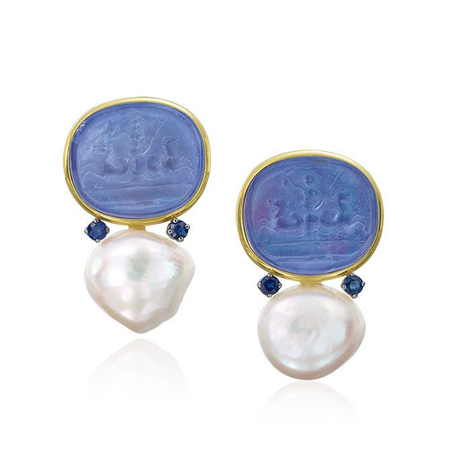 blue & Pearl earrings