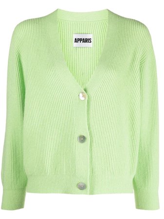 Shop green Apparis Avery ribbed cardigan with Express Delivery - Farfetch