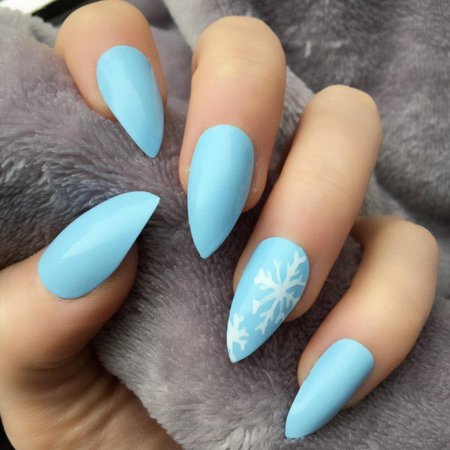 Baby Blue Gloss Frosty Stiletto – Doobys Nails