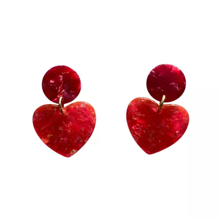 Mini Heart Earrings In Raspberry | CLOSET REHAB | Wolf & Badger