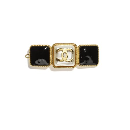 hair clip Metal & Resin Gold, Pearly White & Black