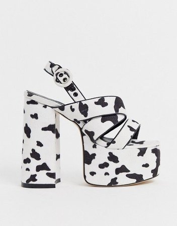 Lamoda cow print platform sandals