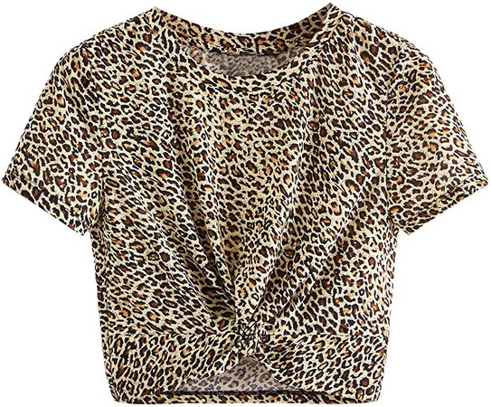 SweatyRocks Women's Casual Twist Front Short Sleeve Crop Top T-Shirt at Amazon Women’s Clothing store