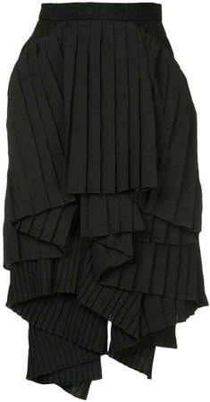 x Woolmark pleated asymmetric tiered skirt