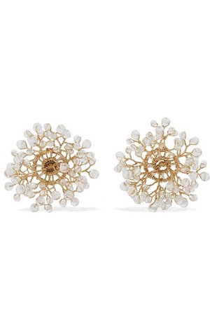 14 / Quatorze | Dewdrop gold-plated crystal earrings | NET-A-PORTER.COM
