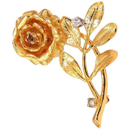 .65ct Natural Color Yellow Brown Diamond Rose Pin