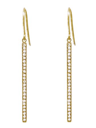 Jennifer Meyer: Yellow Gold Diamond Stick Earrings - Ylang 23