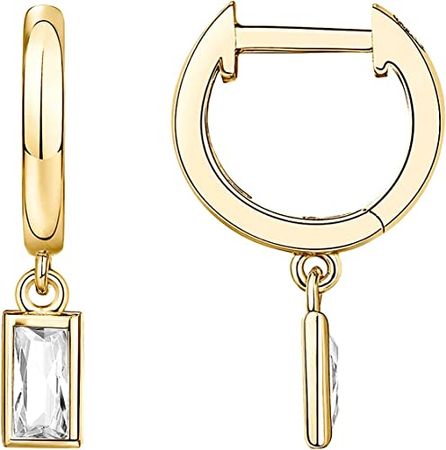 Amazon.com: PAVOI 14K Gold Plated S925 Sterling Silver Post Drop/Dangle Huggie Earrings for Women | Dainty Earrings (Baguette, Yellow-Gold-Plated): Clothing, Shoes & Jewelry