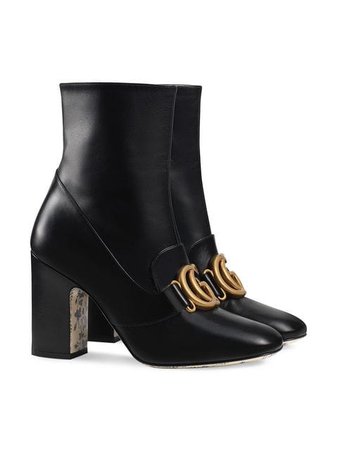Gucci Leather ankle boot with Double G