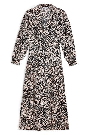 Topshop Zebra Print Belted Midi Dress (Petite) | Nordstrom
