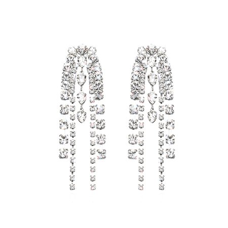 Silver LEIDU Diamante Fringed Earrings - Pair | i The Label – ithelabel.com