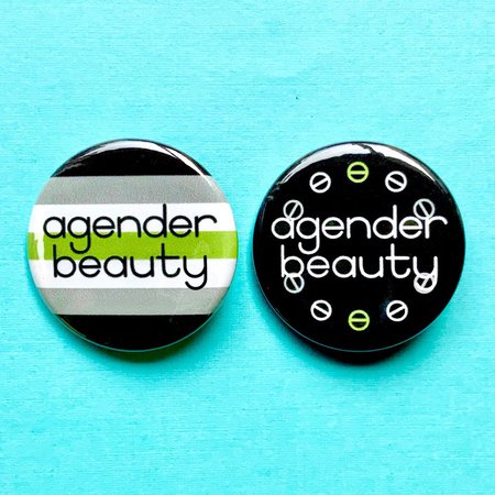 Agender Beauty Buttons // Pride Flag and Subtle Black // | Etsy