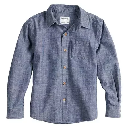 Boys 4-12 SONOMA Goods for Life Woven Button Down Chambray Shirt, Size: 5, Dark Blue - Google Express