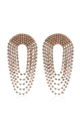Alessandra Rich Draped Circle Dark Gold Crystal Earrings
