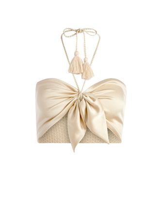 Livia Tie Front Halter Top In Sand | Alice And Olivia