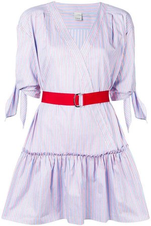 striped belted mini dress