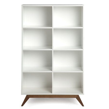 White Bookshelf with Walnut Accents