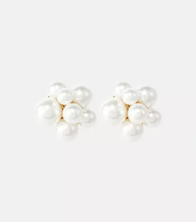 Embellished Clip On Earrings in White - Oscar De La Renta | Mytheresa