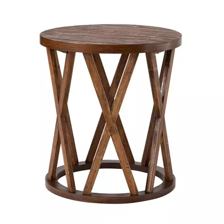 COZAYH Farmhouse End Table, Rustic Round Coffee Table with X-Motifs Legs, Wood Textured Top for Boho, French Country Decor - Overstock - 37998271