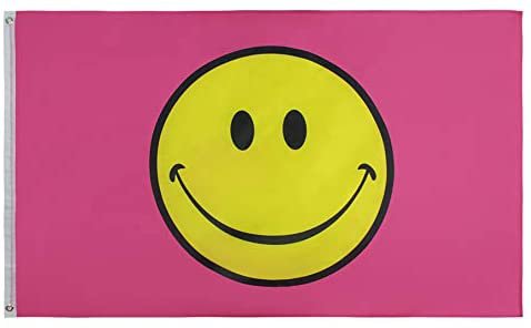 Amazon.com : PringCor 3x5FT Flag Pink Happy Face Banner Dorm Bedroom Advertising USA : Patio, Lawn & Garden