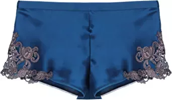 Amazon.com: La Perla, Maison Silk Satin Sleep Shorts with Frastaglio, S, Blue