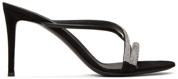 Black Croisette Crystal Sandals