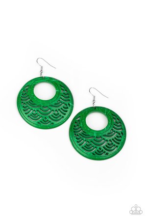 green tropical earrings green earrings