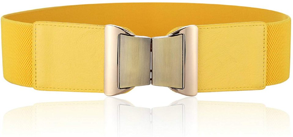 Wyenliz Women's Waist Belts Wide Elastic Stretch Cinch Belt with Fashion Metal Interlock Buckle at Amazon Women’s Clothing store: