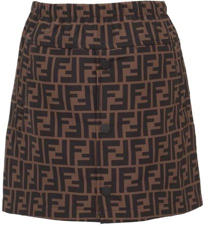 Fendi Logo Brown Skirt