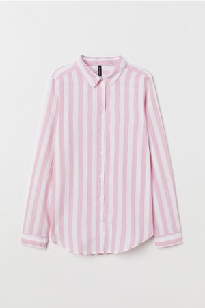 Cotton Shirt - Light pink/white striped - Ladies | H&M US
