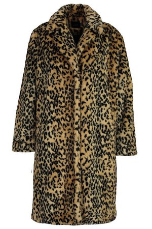 Plus Leopard Print Faux Fur Coat | Boohoo brown