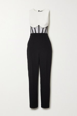 David Koma | Two-tone tulle and cady jumpsuit | NET-A-PORTER.COM