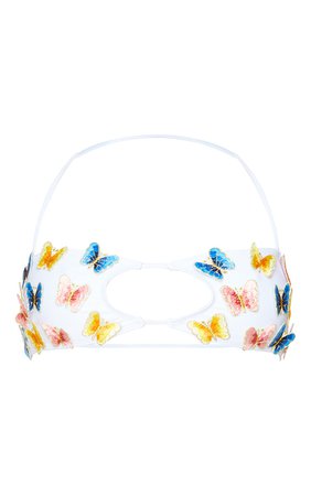 Multi Butterfly Keyhole Scoop Bikini Top | PrettyLittleThing USA
