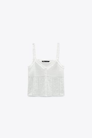 EMBROIDERED TOP - Oyster White | ZARA United States