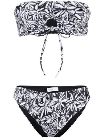 Shop Rosetta Getty floral print bandeau bikini with Express Delivery - FARFETCH