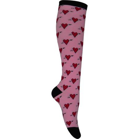 Hearts Knee High Socks in Pink - Poppysocks