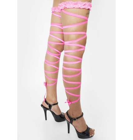 Garter Leg Wraps - Neon Pink | Dolls Kill