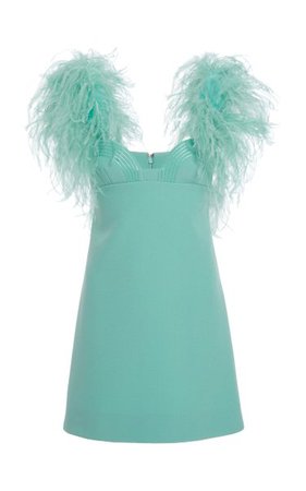 Feather-Trimmed Crepe Mini Dress By Elie Saab | Moda Operandi