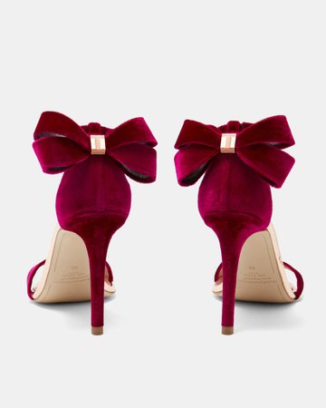 Statement bow velvet sandals - Deep Pink | Shoes | Ireland Site