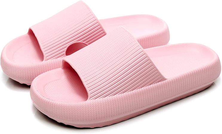 Amazon.com | Cloud Slippers for Women and Men, Rosyclo Ladies Pillow Slides Massage Shower Bathroom Non-Slip Quick Drying Open Toe Super Soft Comfy Thick Sole Home House Cloud Cushion Slide Sandals for Indoor & Outdoor Platform Shoes | Slippers