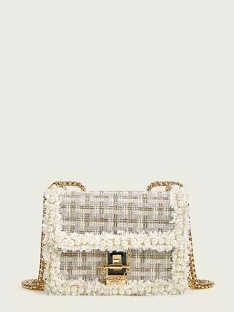 Faux Pearl Decor Tweed Chain Bag | SHEIN USA