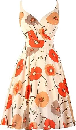 Amazon.com: Dressever Summer Cocktail Dress V-Neck Adjustable Spaghetti Strap Chiffon Sundress : Clothing, Shoes & Jewelry