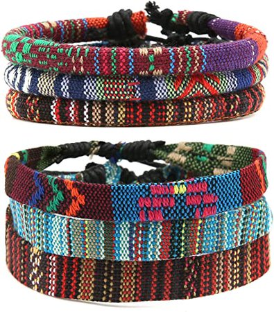 Amazon.com: HZMAN Mix 6 Wrap Bracelets Men Women, Hemp Cords Ethnic Tribal Bracelets Wristbands (Mix 6 Wrap): Clothing, Shoes & Jewelry