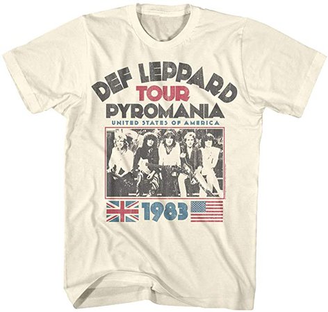 Amazon.com: Def Leppard 1977 English Rock Band 1983 USA Pyromania Tour Natural Adult T-Shirt: Clothing