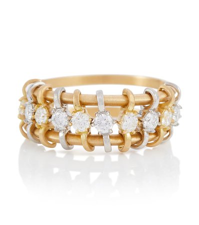Jade Trau - Penelope 18kt gold ring with platinum and diamonds | Mytheresa