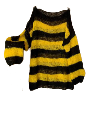 Oversized Goth Sweater, Unisex Grunge Sweater, See Through Mohair Jumper,Striped Sweater