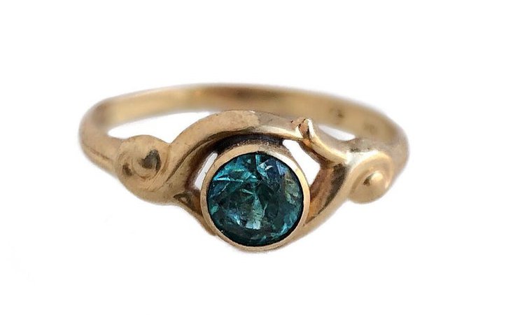 Vintage Zircon Ring 10k Gold Rose Cut Blue Zircon Art Deco | Etsy