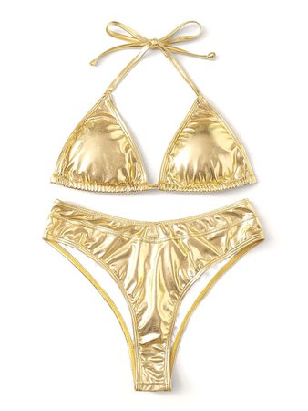 gold metallic bikini