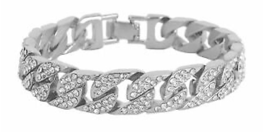 silver cuban link chain bracelet
