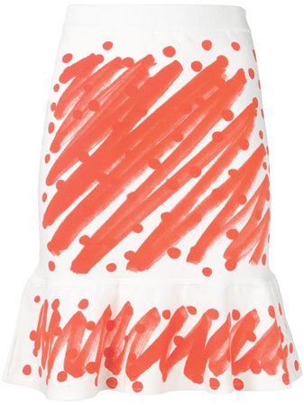 Moschino Brushstroke Print Peplum Skirt - Farfetch
